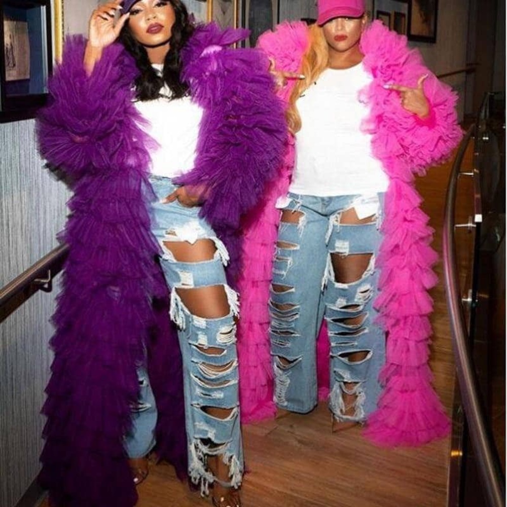 Tulle Ruffle Longline Cardigan